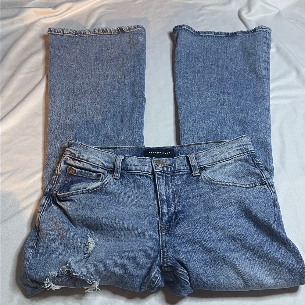 Aeropostale Distressed High Rise Flare Jeans - Picture 7 of 11
